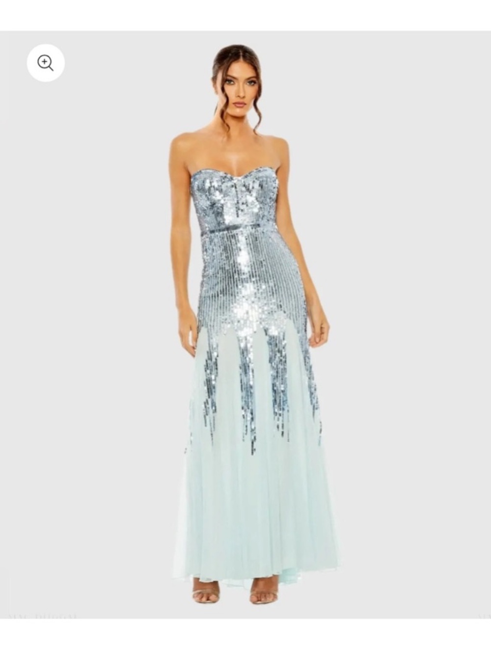 Mac Duggal Pale Blue Sequin Sweetheart Neckline Dress